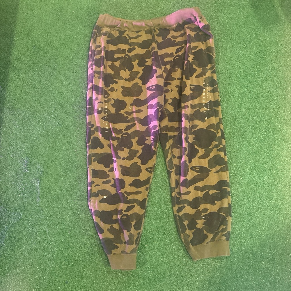 Bape Camouflage Joggers in Green and Purple